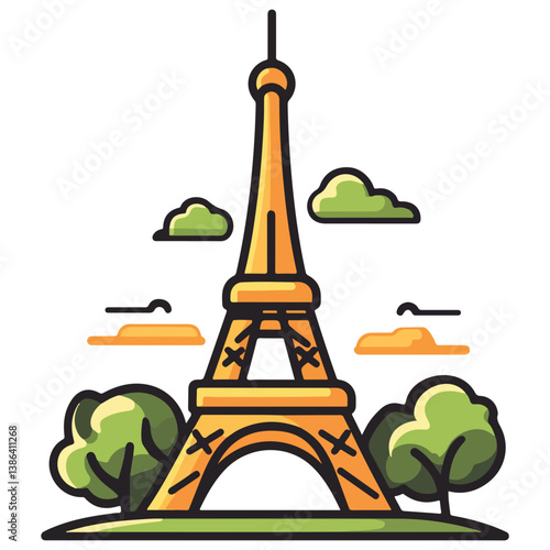 flat design tour eiffel icon vector illustration