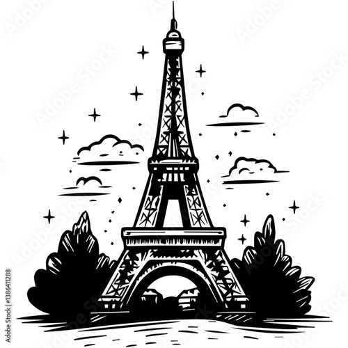 flat design tour eiffel icon vector illustration