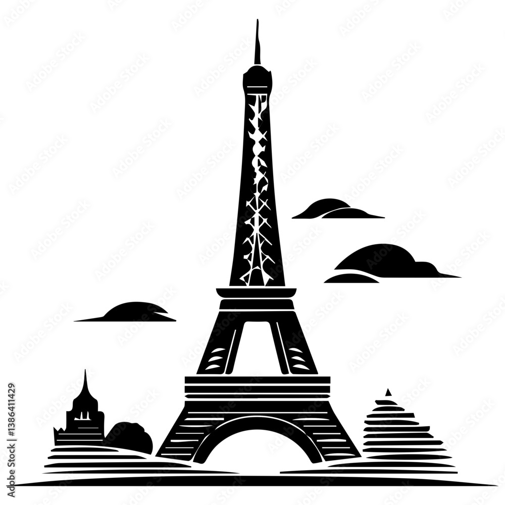Obraz premium flat design tour eiffel icon vector illustration