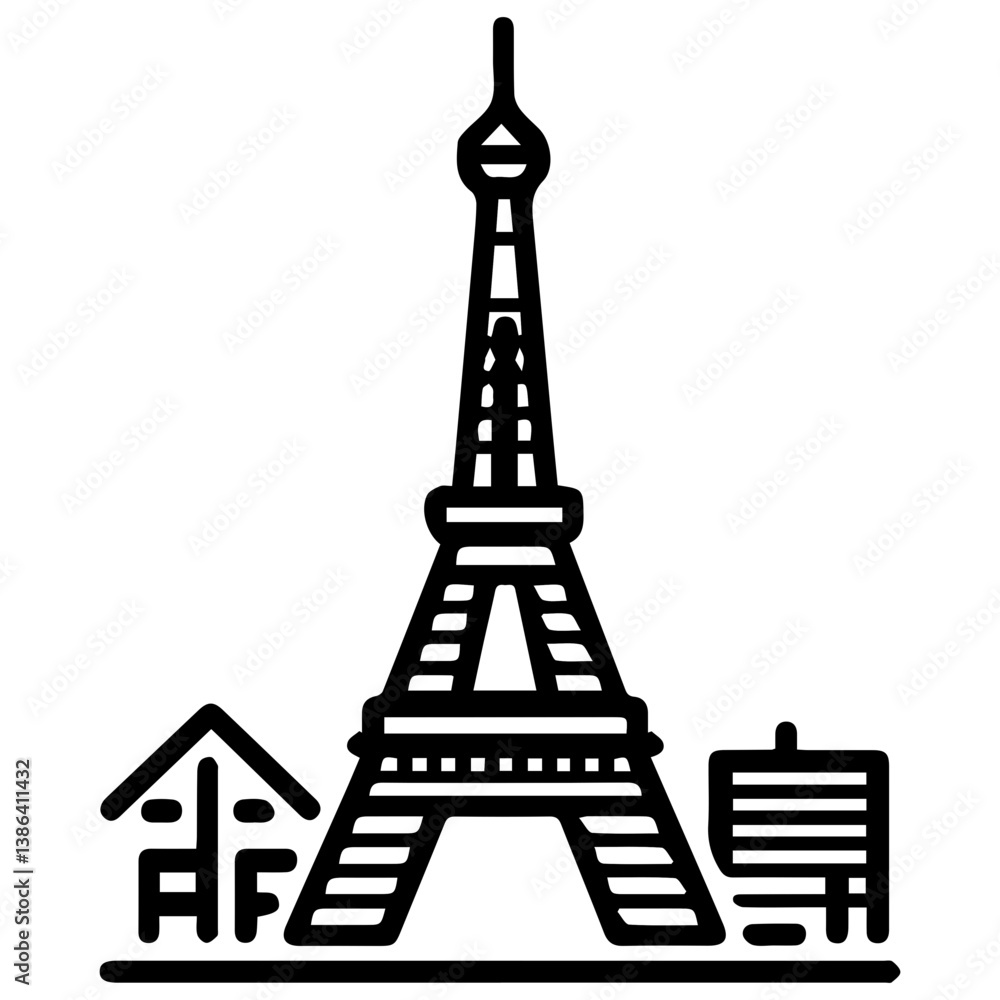 Obraz premium flat design tour eiffel icon vector illustration