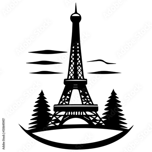 flat design tour eiffel icon vector illustration