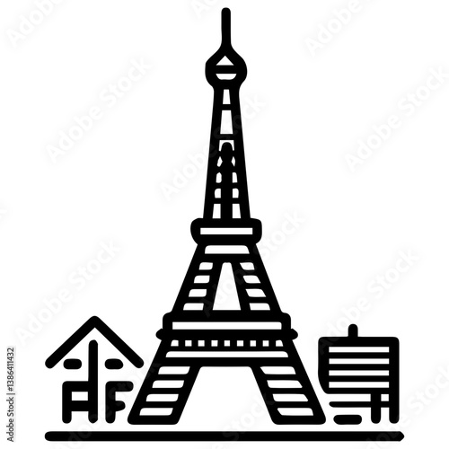 flat design tour eiffel icon vector illustration