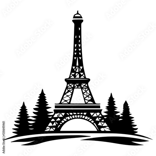 flat design tour eiffel icon vector illustration