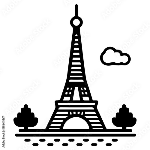 flat design tour eiffel icon vector illustration