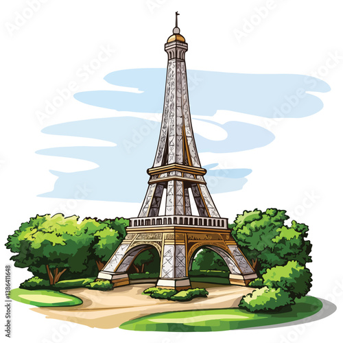 flat design tour eiffel icon vector illustration