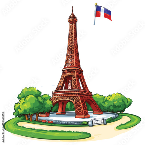 flat design tour eiffel icon vector illustration