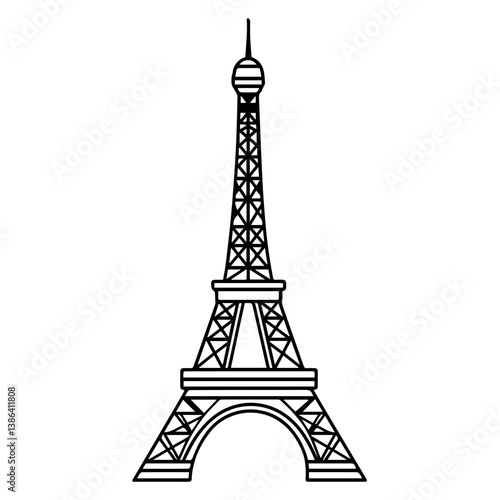 flat design tour eiffel icon vector illustration