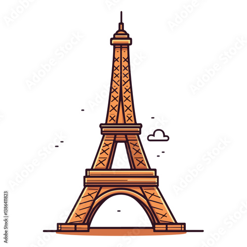 flat design tour eiffel icon vector illustration