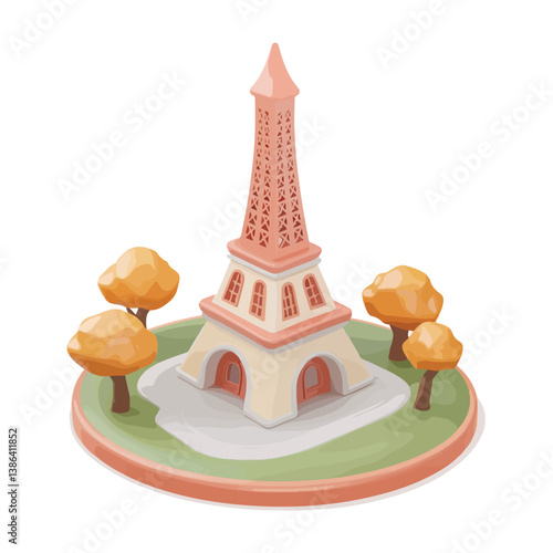 flat design tour eiffel icon vector illustration