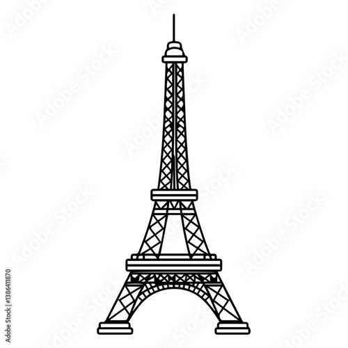 flat design tour eiffel icon vector illustration