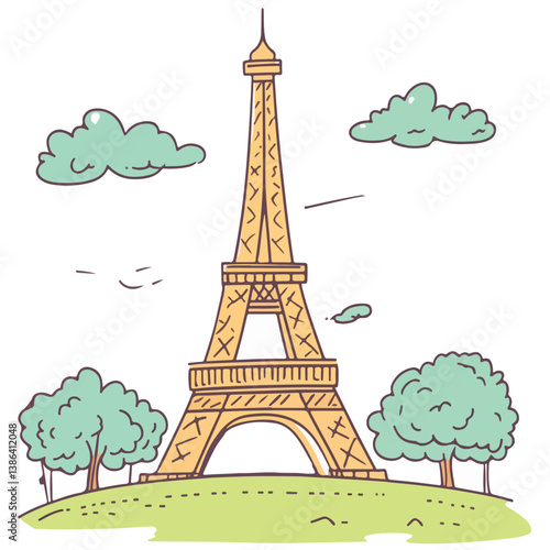 flat design tour eiffel icon vector illustration
