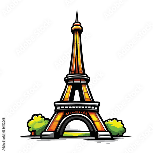 flat design tour eiffel icon vector illustration