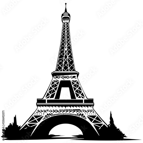 flat design tour eiffel icon vector illustration