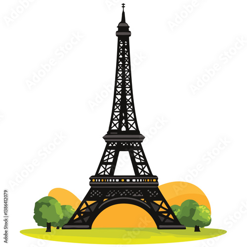 flat design tour eiffel icon vector illustration