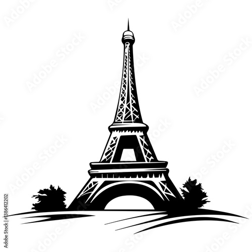 flat design tour eiffel icon vector illustration