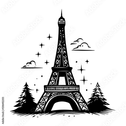 flat design tour eiffel icon vector illustration