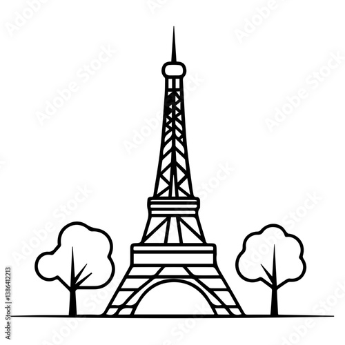 flat design tour eiffel icon vector illustration