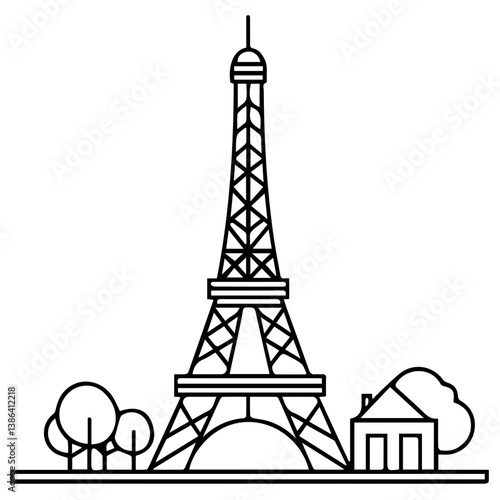 flat design tour eiffel icon vector illustration