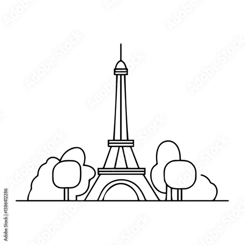 flat design tour eiffel icon vector illustration