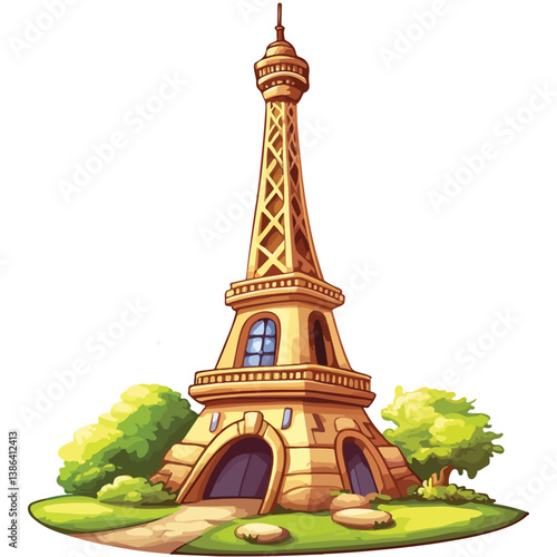 flat design tour eiffel icon vector illustration