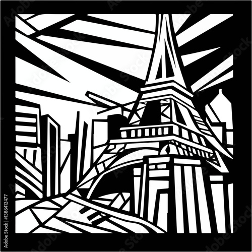 flat design tour eiffel icon vector illustration