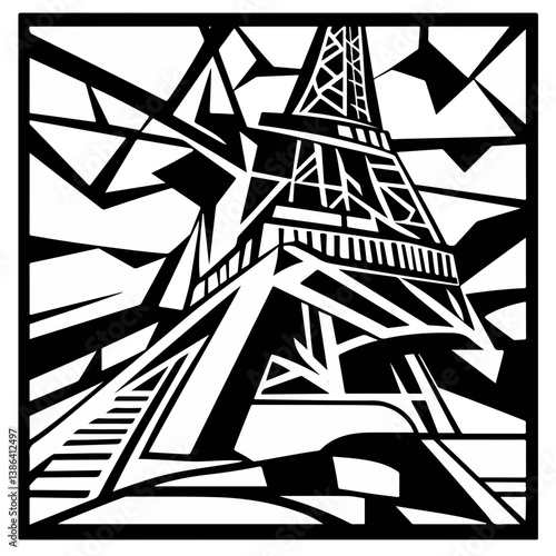 flat design tour eiffel icon vector illustration