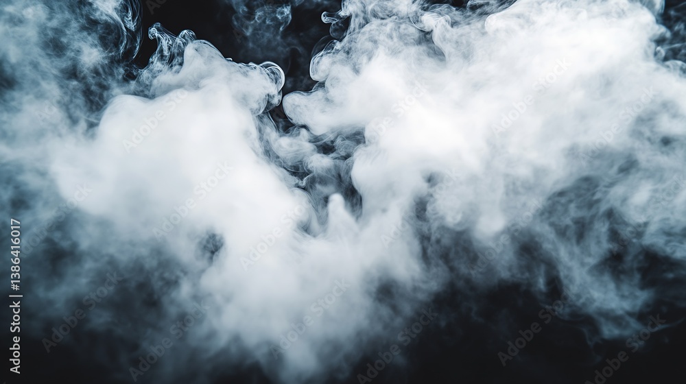 Fototapeta premium Dramatic view of thick smoke swirling against a black backdrop creating an emotive and mysterious atmosphere : Generative AI