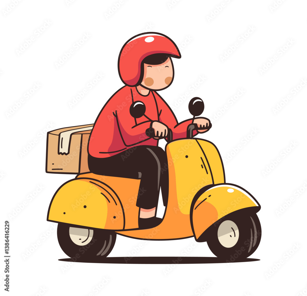 Delivery man riding scooter Delivery man riding scooter