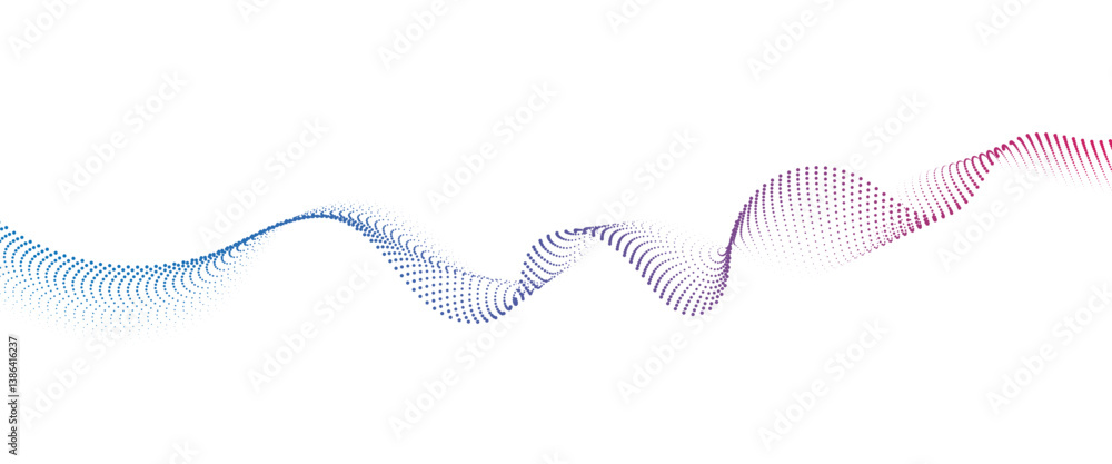 Flowing Dot Wave halftone gradient pattern on transparent background