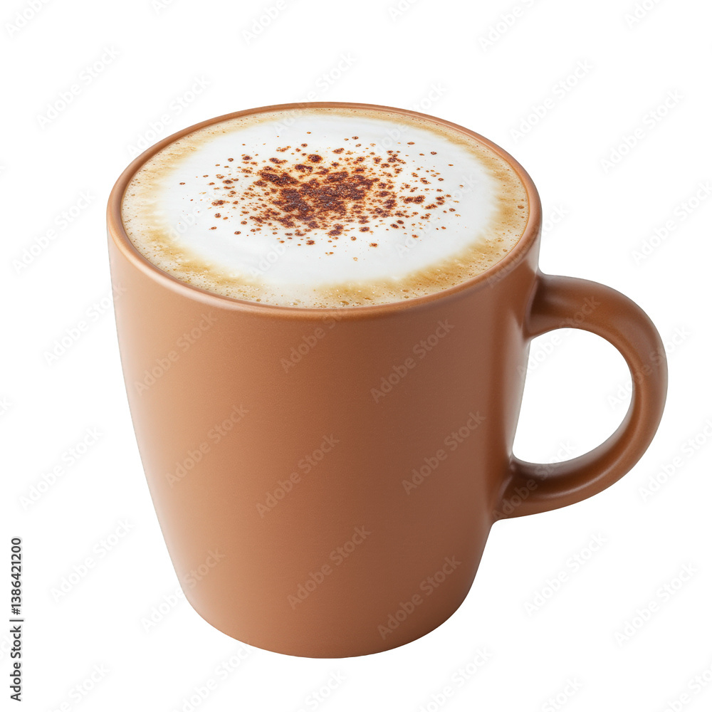 Fototapeta premium Steaming Cappuccino with Cinnamon in a Ceramic Mug.
