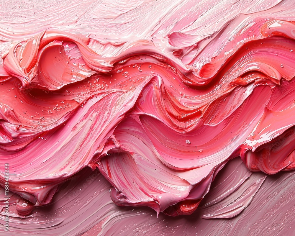 Abstract Pink and Red Oil Paint Swirls: A Textured Masterpiece