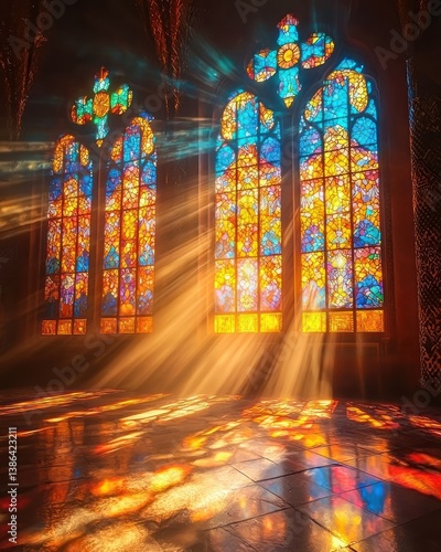 Obraz na płótnie Radiant Light Through Stained Glass w salonie