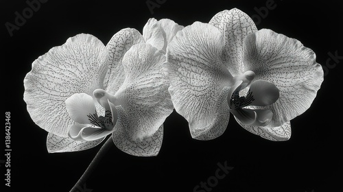 Obraz na płótnie Monochrome Orchid Elegance: A Study in Black and White Floral Photography w salonie