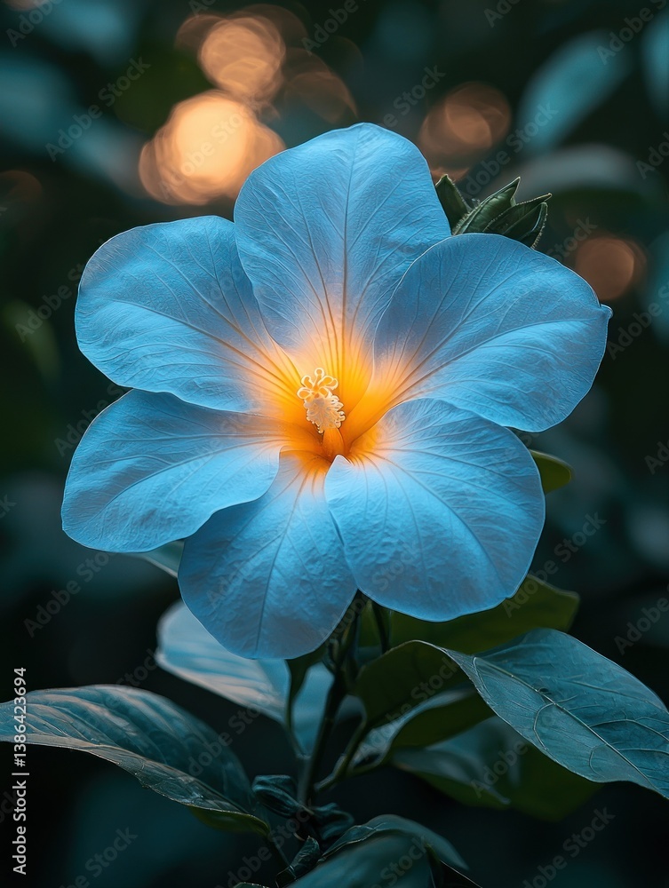 Serene Blue Flower Bloom in Twilight Garden