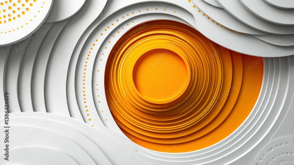 Abstract Orange and White Circular Design: A Modern Art Composition