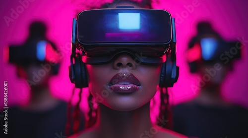 Obraz na płótnie Immersive Virtual Reality Experience: A futuristic glimpse into the metaverse w salonie