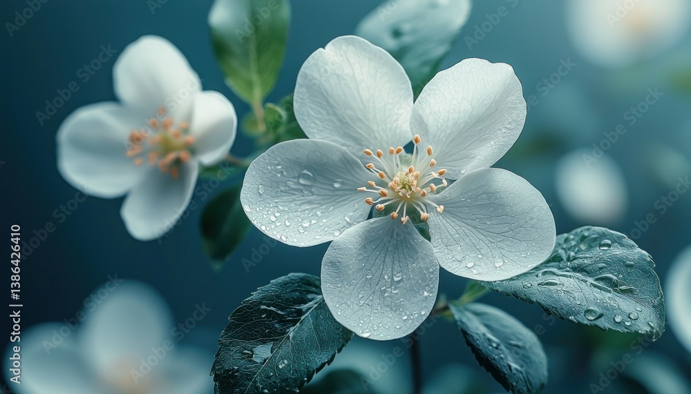 Delicate Dew-Kissed Blossoms: A Springtime Symphony of White Petals