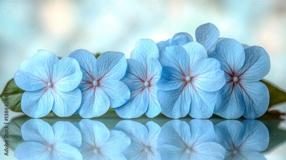 Serene Blue Flowers Reflection: A Captivating Display of Nature's Beauty
