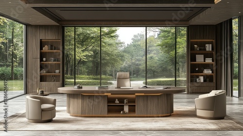Modern Executive Office with Nature View