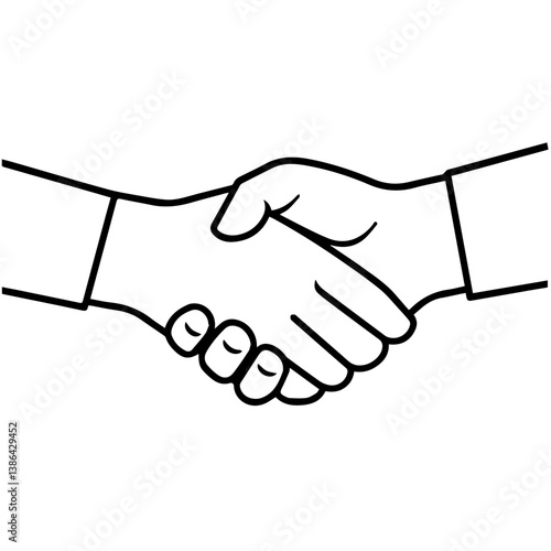 Shaking hands handshake business vector illustration isolated on white background, symbol of success deal, happy partnership, greeting shake, handshaking agreement flat sign design
