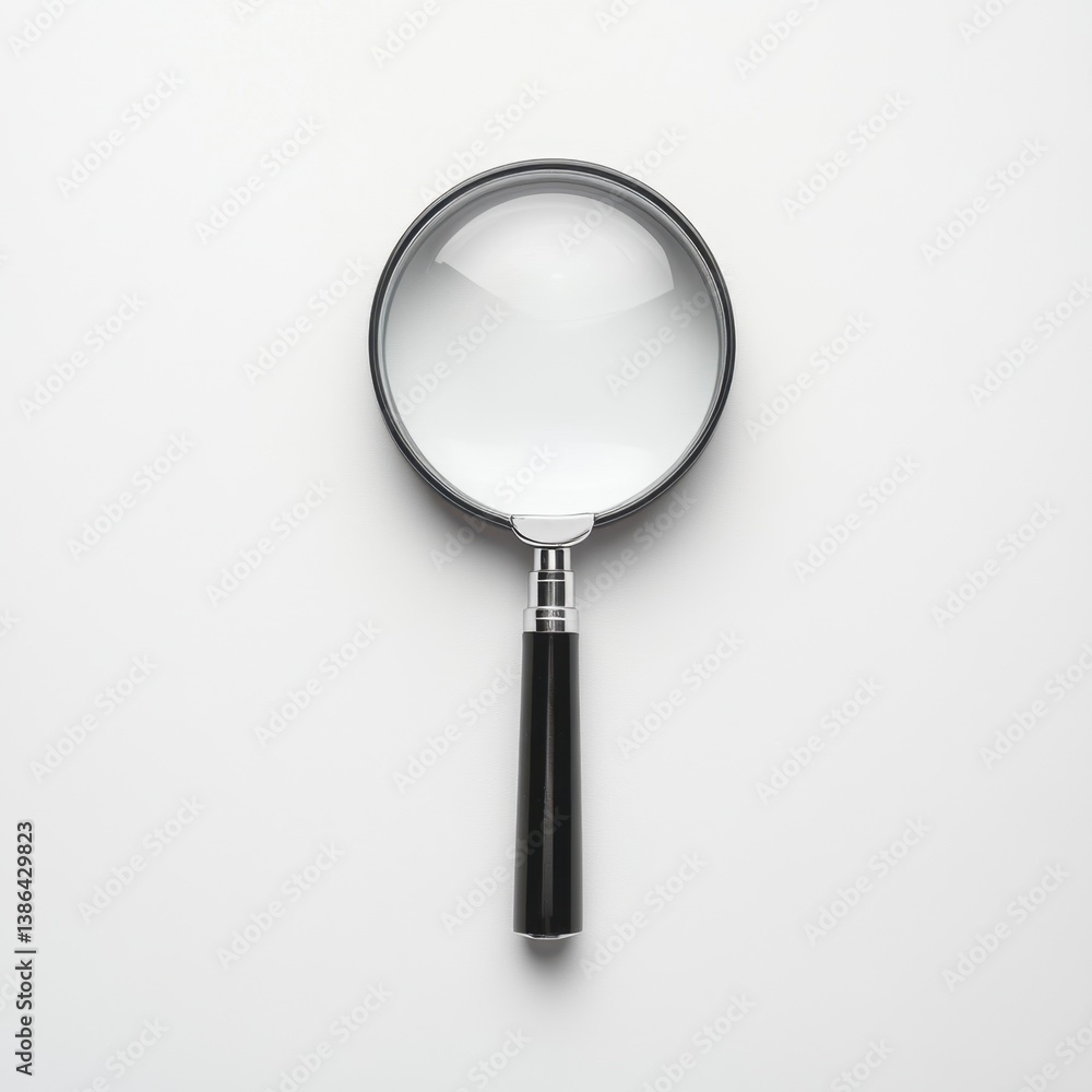 Magnifying Glass on White Background Search Concept Close-up Shot Magnifying Glass on White Background Search Concept Close-up Shot