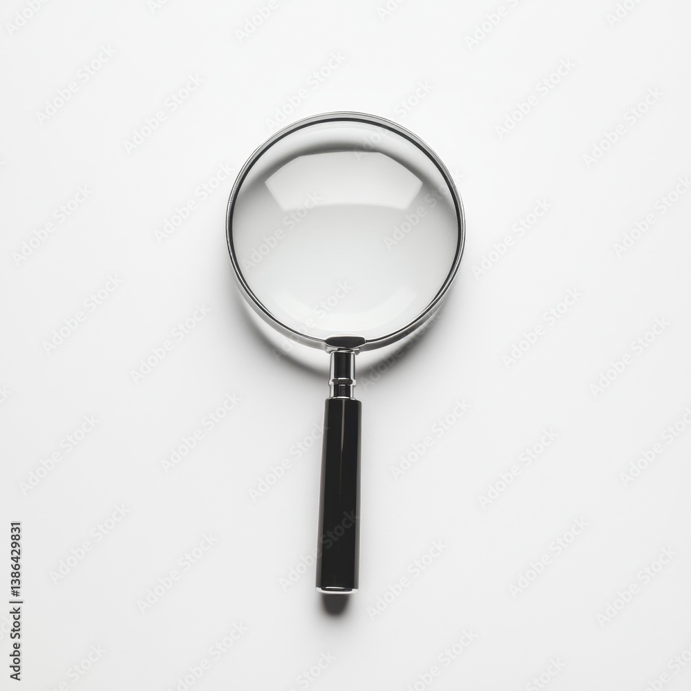Magnifying Glass on White Background for Search or Investigation Concept Magnifying Glass on White Background for Search or Investigation Concept