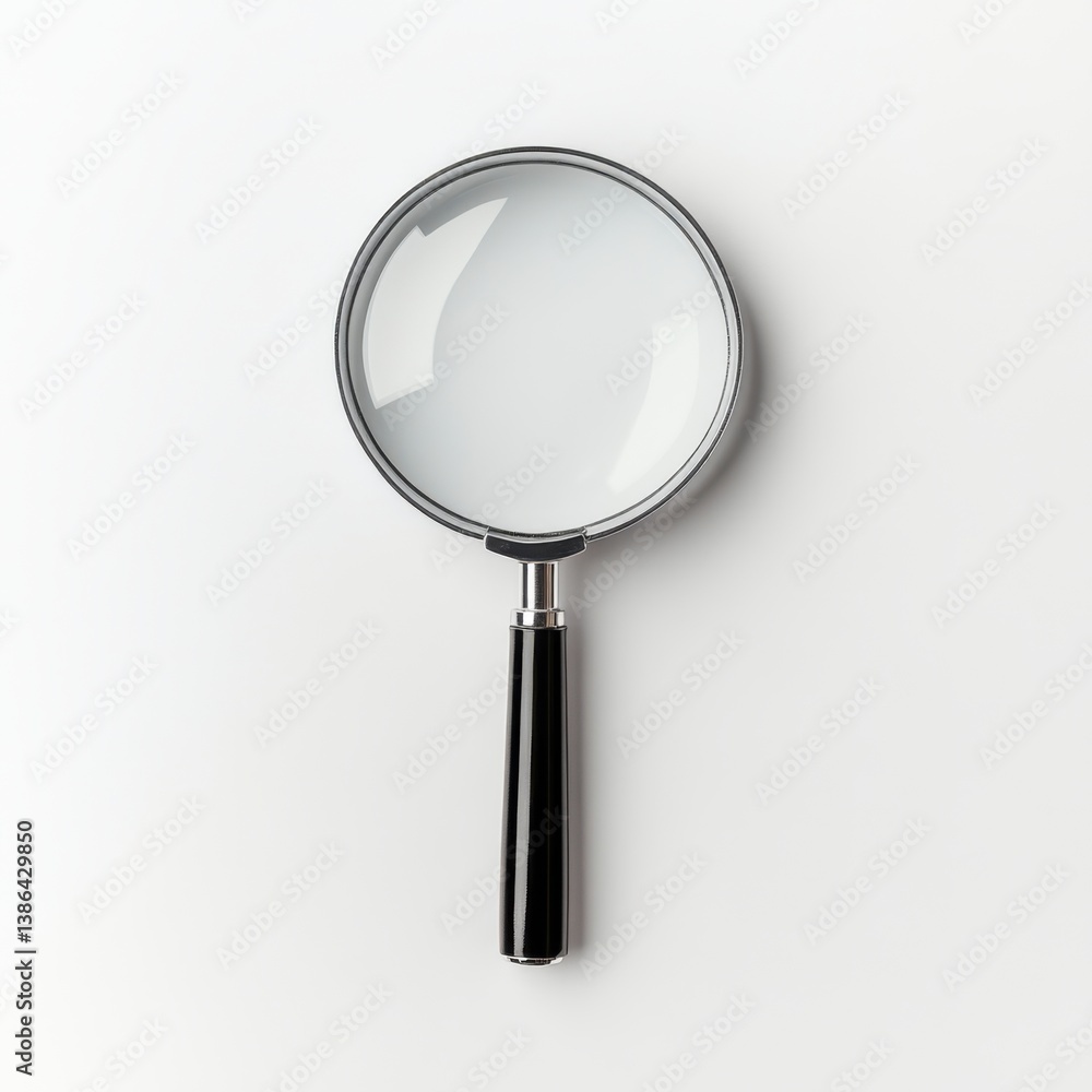 Magnifying Glass Against a White Background Symbolizing Search and Discovery Magnifying Glass Against a White Background Symbolizing Search and Discovery