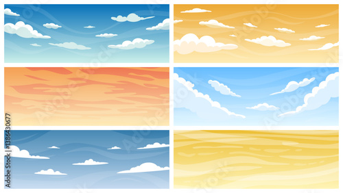 Sky and Cloud Background Collection. Vector Sky Illustrations with Various Cloud Shapes for Design & Wallpaper