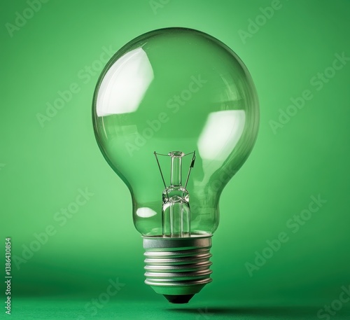 Clear glass light bulb against a vibrant green background, reflecting innovation and creativity.