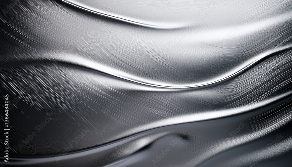 Obraz premium スムーズなグラデーションが光を柔らかく反射し、金属的な質感とともに現れる静かな高級感が際立つミニマルな背景。