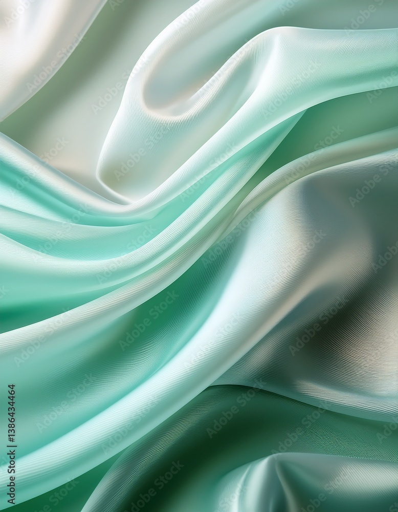 Obraz premium 光の加減で表情を変えるシルクのような微細な質感。ミントグリーンとアイボリーの繊細なグラデーションが洗練された静けさを醸し出す、上品な背景。