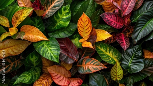 Wallpaper Mural Vibrant tropical foliage composition with different leaf shapes and colors layered in natural harmony Torontodigital.ca