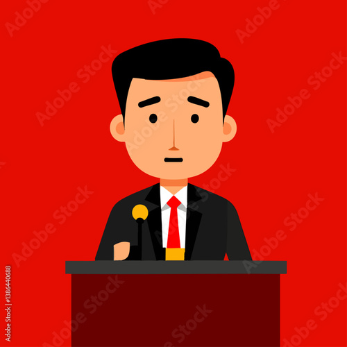 A commanding vector illustration of a politician giving a powerful speech
