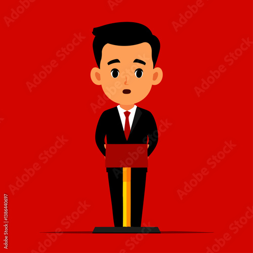 A commanding vector illustration of a politician giving a powerful speech